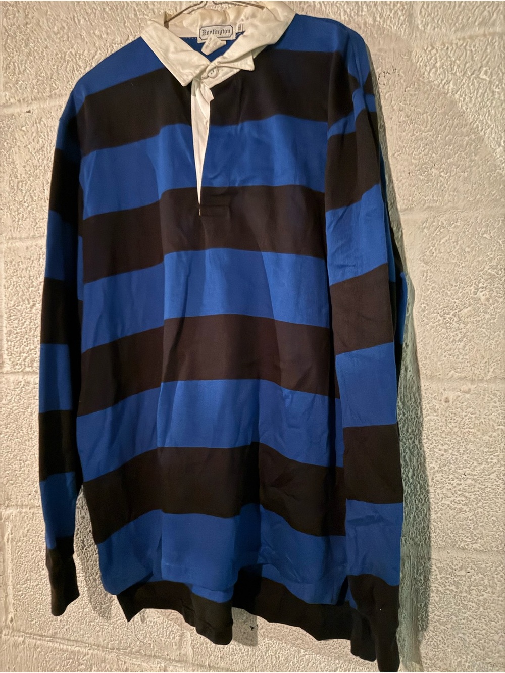 Vintage Huntington Striped Rugby Shirt in Blue and Black